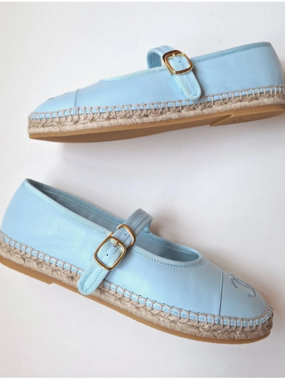 NOT FOR SALE: CHANEL 26S Lambskin Mary Jane Light Blue Espadrilles 2026 - Picture 4 of 11
